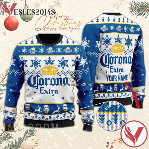 Personalized Corona Beer Christmas Sweater, Unique Winter Outfits For Fans - Vesles2014S  1
