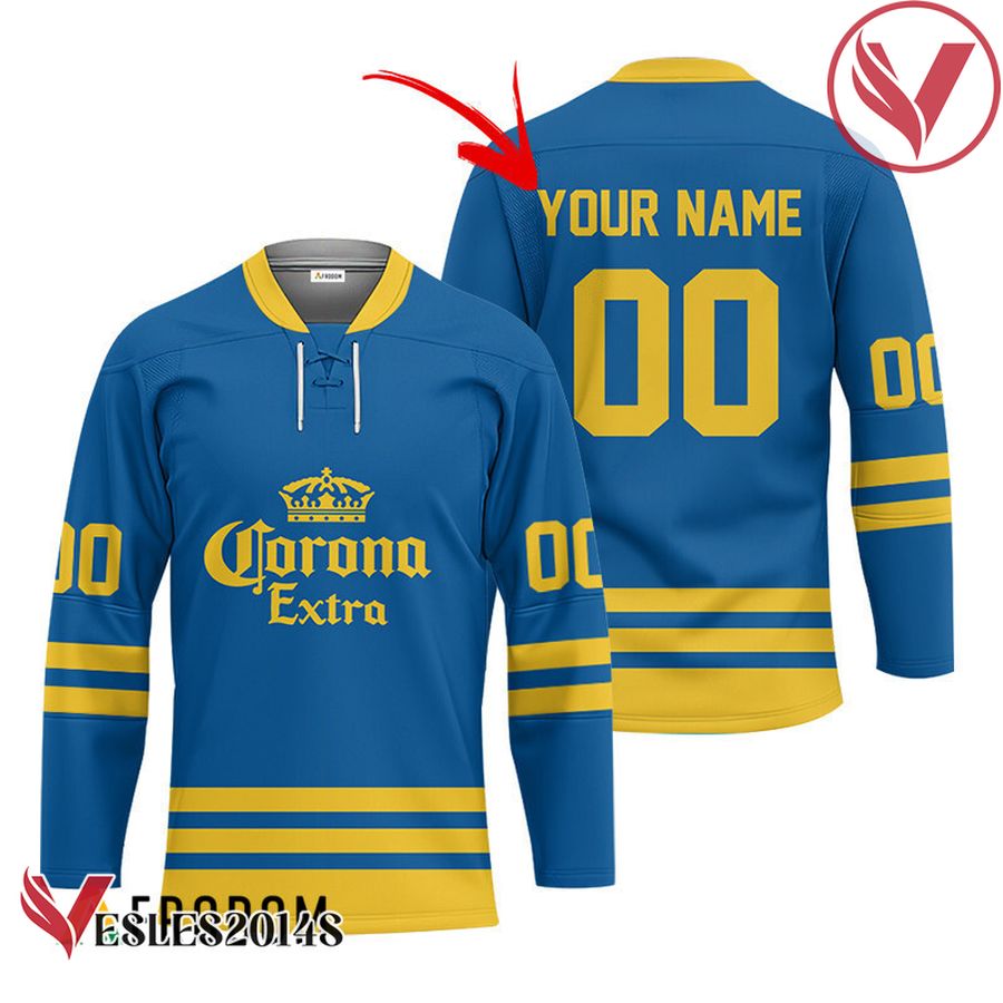Personalized Corona Extra Blue Retro Hockey Jersey - Vesles2014S