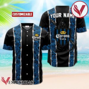 Personalized Corona Extra Blue Skeleton Rose Baseball Jersey, Perfect Gifts For Fans - Vesles2014S
