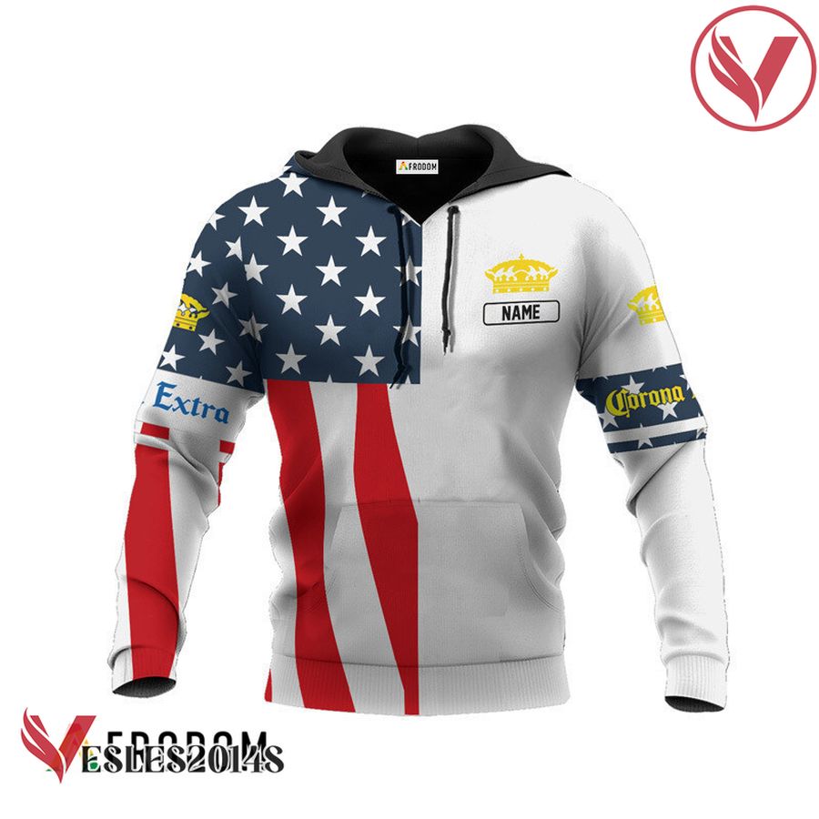 Personalized Corona Extra USA Flag Hoodie & Zip Hoodie - Vesles2014S 2
