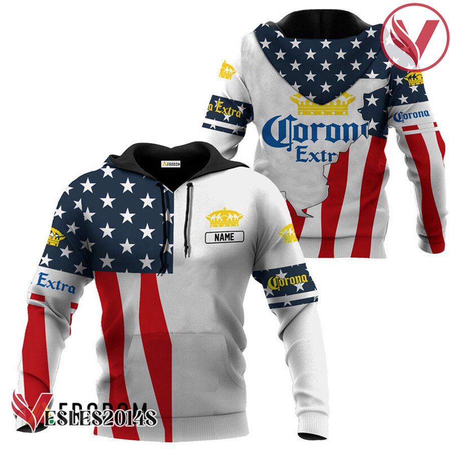 Personalized Corona Extra USA Flag Hoodie & Zip Hoodie - Vesles2014S