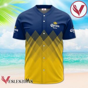 Personalized Corona Extra Yellow And Blue Halftone Baseball Jersey, Perfect Gifts For Fans - Vesles2014S 2