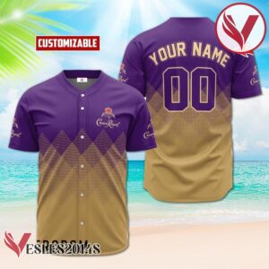 Personalized Crown Royal Beige And Purple Halftone Baseball Jersey, Perfect Gifts For Fans - Vesles2014S