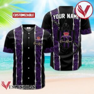 Personalized Crown Royal Purple Skeleton Rose Baseball Jersey, Perfect Gifts For Fans - Vesles2014S
