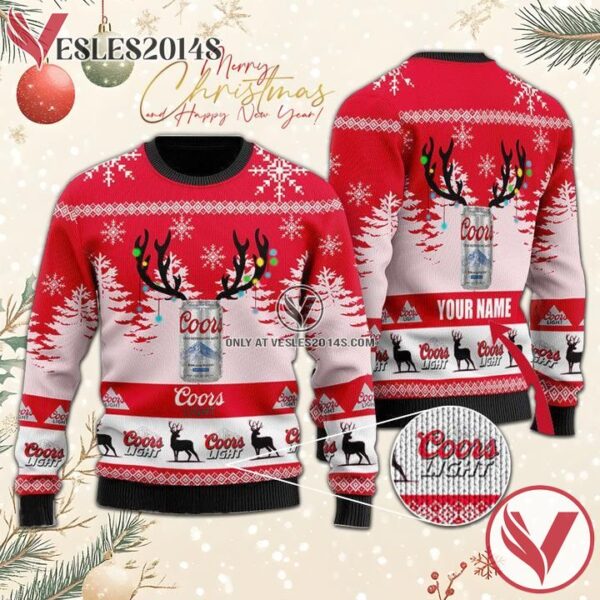 Personalized Deer Coors Light Christmas Sweater, Unique Winter Outfits For Fans - Vesles2014S  1
