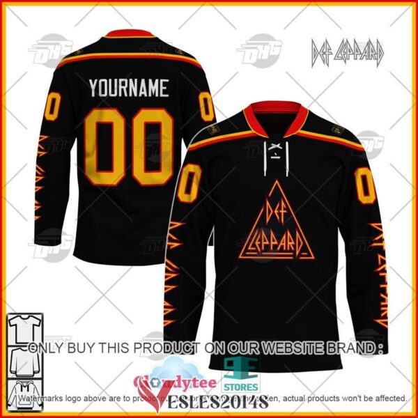Personalized Def Leppard Triangle Black Hockey Jersey, Trending Gifts For Fans - Vesles2014s