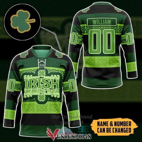 Personalized Drinking Team St Patrick's Day Hockey Jersey, Trending Gifts For Fans - Vesles2014s 2