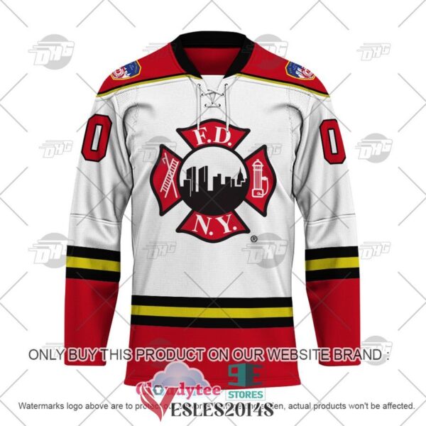 Personalized FDNY Fire Department New York Maltese Cross White Hockey Jersey, Trending Gifts For Fans - Vesles2014s 1