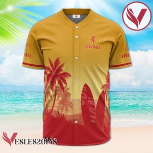 Personalized Fireball Whiskey Palm Tree Surfboard Baseball Jersey, Perfect Gifts For Fans - Vesles2014S 2