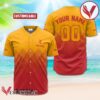 Personalized Fireball Whiskey Red And Yellow Halftone Baseball Jersey, Perfect Gifts For Fans - Vesles2014S