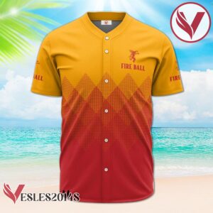 Personalized Fireball Whiskey Red And Yellow Halftone Baseball Jersey, Perfect Gifts For Fans - Vesles2014S 2