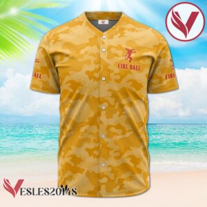 Personalized Fireball Whiskey Yellow Camouflage Baseball Jersey, Perfect Gifts For Fans - Vesles2014S 2