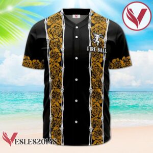 Personalized Fireball Whiskey Yellow Skeleton Rose Baseball Jersey, Perfect Gifts For Fans - Vesles2014S 2