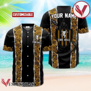 Personalized Fireball Whiskey Yellow Skeleton Rose Baseball Jersey, Perfect Gifts For Fans - Vesles2014S