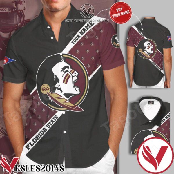 Personalized Florida State Seminoles Big Logo Gray Hawaiian Shirt And Short, Unique Gifts For Friends - Vesles2014S 1