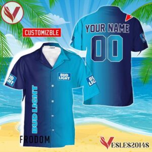 Personalized Gradient Bud Light Hawaiian Shirt, Best Summer Gifts For Fans - Vesles2014S