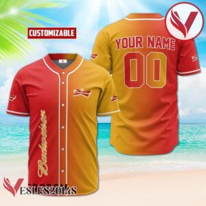 Personalized Gradient Budweiser Beer Baseball Jersey, Perfect Gifts For Fans - Vesles2014S