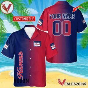 Personalized Gradient Hamm's Beer Hawaiian Shirt, Best Summer Gifts For Fans - Vesles2014S