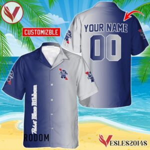 Personalized Gradient Pabst Blue Ribbon Hawaiian Shirt, Best Summer Gifts For Fans - Vesles2014S