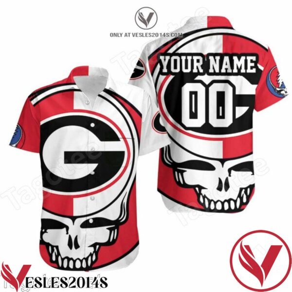 Personalized Grateful Dead Georgia Bulldogs Bolt Skull Hawaiian Shirt, Unique Gifts For Friends - Vesles2014S 1