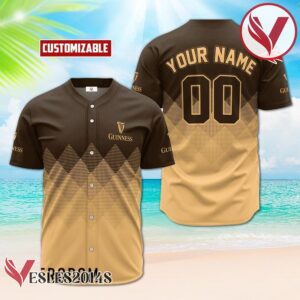 Personalized Guinness Beer Beige And Brown Halftone Baseball Jersey, Perfect Gifts For Fans - Vesles2014S