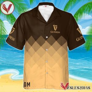 Personalized Guinness Beer Beige And Brown Halftone Hawaiian Shirt, Best Summer Gifts For Fans - Vesles2014S 1