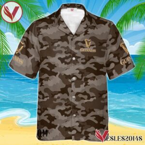 Personalized Guinness Beer Brown Camouflage Hawaiian Shirt, Best Summer Gifts For Fans - Vesles2014S 1