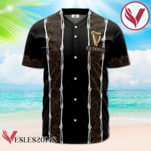 Personalized Guinness Beer Brown Skeleton Rose Baseball Jersey, Perfect Gifts For Fans - Vesles2014S 2