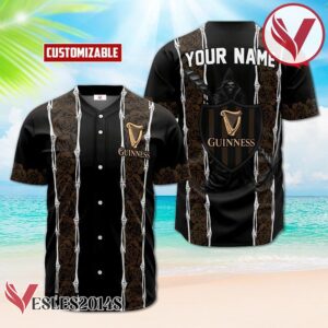 Personalized Guinness Beer Brown Skeleton Rose Baseball Jersey, Perfect Gifts For Fans - Vesles2014S