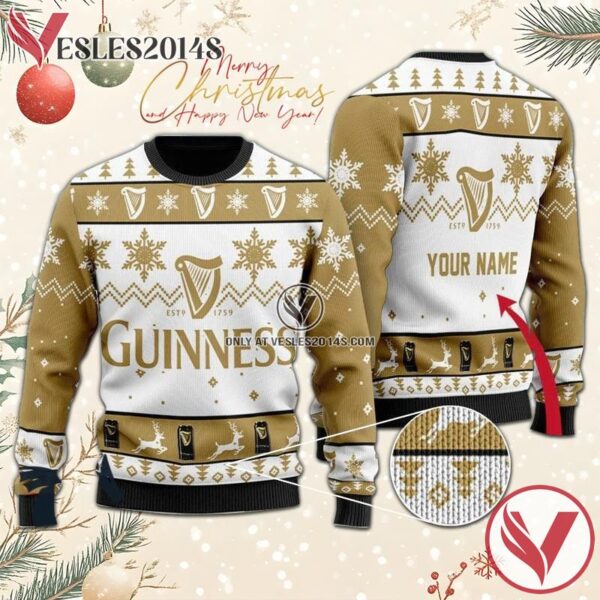 Personalized Guinness Beer Christmas Sweater, Unique Winter Outfits For Fans - Vesles2014S  1