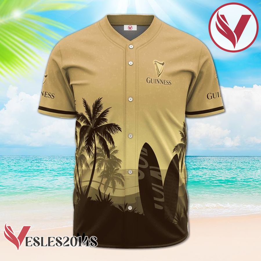 Personalized Guinness Beer Palm Tree Surfboard Baseball Jersey, Perfect Gifts For Fans - Vesles2014S 2