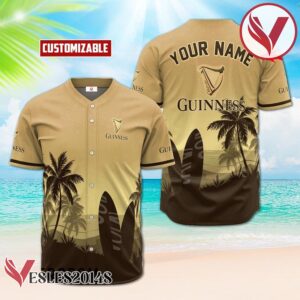 Personalized Guinness Beer Palm Tree Surfboard Baseball Jersey, Perfect Gifts For Fans - Vesles2014S