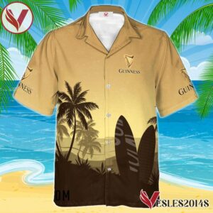 Personalized Guinness Beer Palm Tree Surfboard Hawaiian Shirt, Best Summer Gifts For Fans - Vesles2014S 1