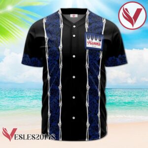 Personalized Hamm's Beer Blue Skeleton Rose Baseball Jersey, Perfect Gifts For Fans - Vesles2014S 2