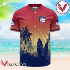 Personalized Hamm's Beer Palm Tree Surfboard Baseball Jersey, Perfect Gifts For Fans - Vesles2014S 2