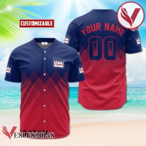 Personalized Hamm's Beer Red And Blue Halftone Baseball Jersey, Perfect Gifts For Fans - Vesles2014S