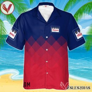 Personalized Hamm's Beer Red And Blue Halftone Hawaiian Shirt, Best Summer Gifts For Fans - Vesles2014S 1