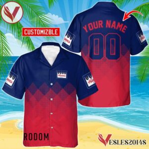 Personalized Hamm's Beer Red And Blue Halftone Hawaiian Shirt, Best Summer Gifts For Fans - Vesles2014S