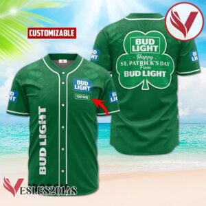 Personalized Happy St. Patrick's Day From Bud Light Baseball Jersey, Perfect Gifts For Fans - Vesles2014S