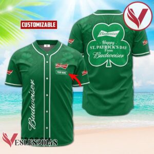 Personalized Happy St. Patrick's Day From Budweiser Beer Baseball Jersey, Perfect Gifts For Fans - Vesles2014S