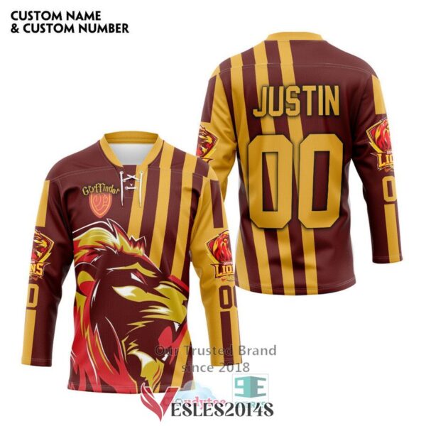 Personalized Harry Potter Gryffindor Lion Quidditch Team Hockey Jersey, Trending Gifts For Fans - Vesles2014s 2