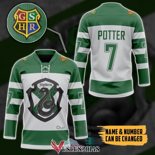 Personalized Harry Potter Hogwarts Slytherin Hockey Jersey, Trending Gifts For Fans - Vesles2014s 2