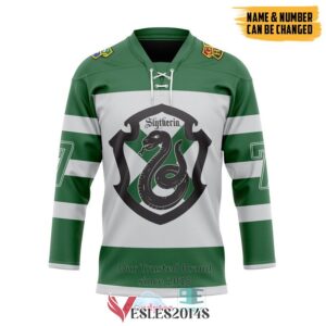 Personalized Harry Potter Hogwarts Slytherin Hockey Jersey, Trending Gifts For Fans - Vesles2014s