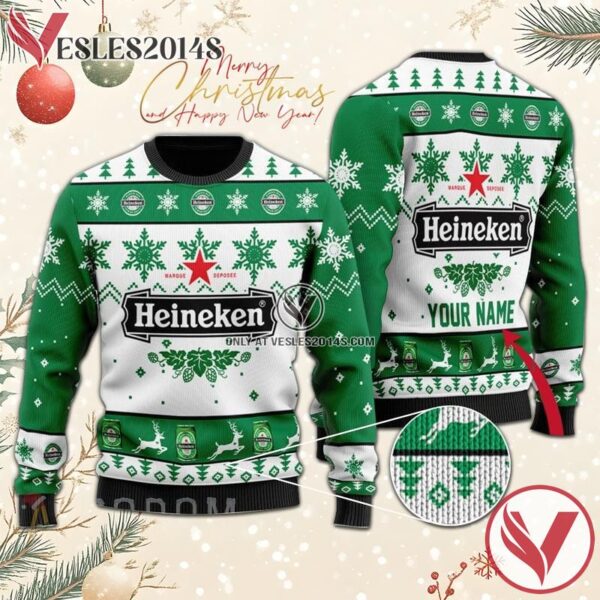 Personalized Heineken Beer Christmas Sweater, Unique Winter Outfits For Fans - Vesles2014S  1