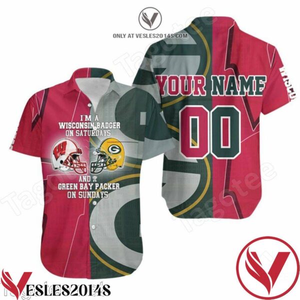 Personalized I’m A Wisconsin Badger On Saturdays And Green Bay Packer On Sundays Hawaiian Shirt, Unique Gifts For Friends - Vesles2014S 1
