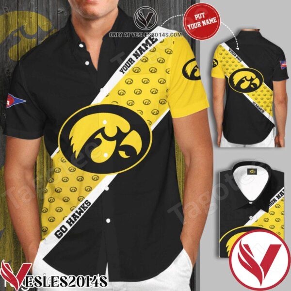 Personalized Iowa Hawkeyes Football Black Hawaiian Shirt And Short, Unique Gifts For Friends - Vesles2014S 1