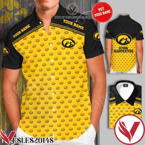 Personalized Iowa Hawkeyes Yellow Black Hawaiian Shirt And Short, Unique Gifts For Friends - Vesles2014S 1