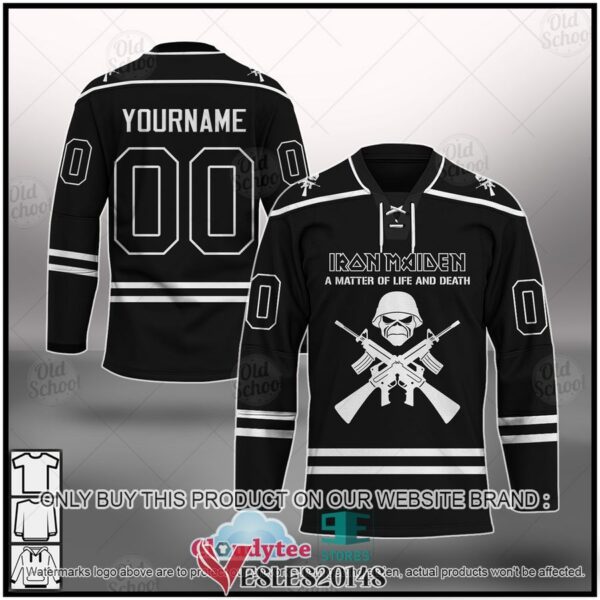 Personalized Iron Maiden A Matter of Life and Death Black Hockey Jersey, Trending Gifts For Fans - Vesles2014s