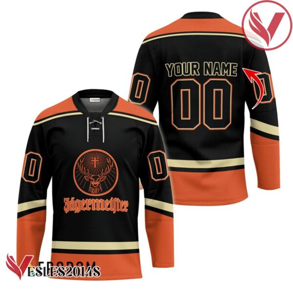 Personalized Jagermeister Black And Orange Hockey Jersey - Vesles2014S