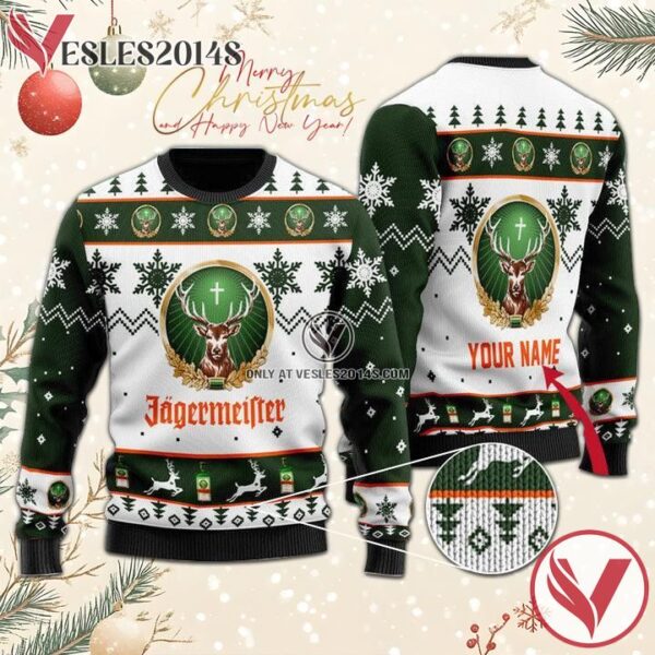 Personalized Jagermeister Christmas Sweater, Unique Winter Outfits For Fans - Vesles2014S  1